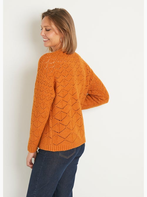 Rebeca corta abotonada con cuello de pico, lisa - Afibel - Kiabi