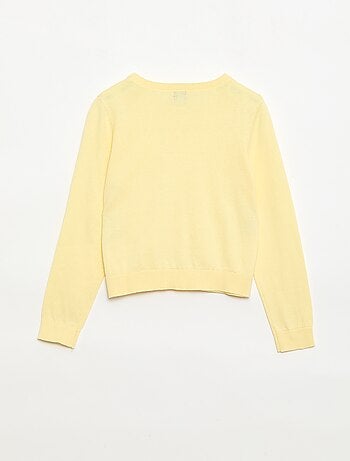 Cárdigan ligero liso de cuello redondo