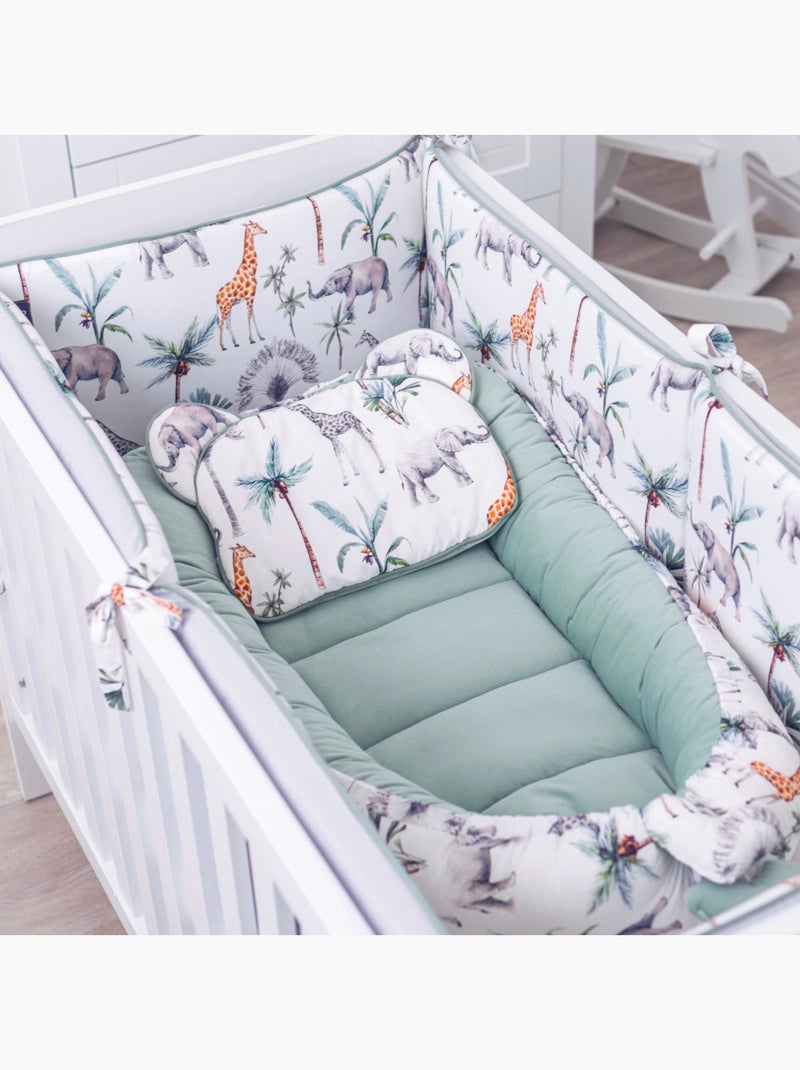 Reductor de cuna de nido para bebés acolchado, safari | SEVIRA KIDS Verde agua - Kiabi