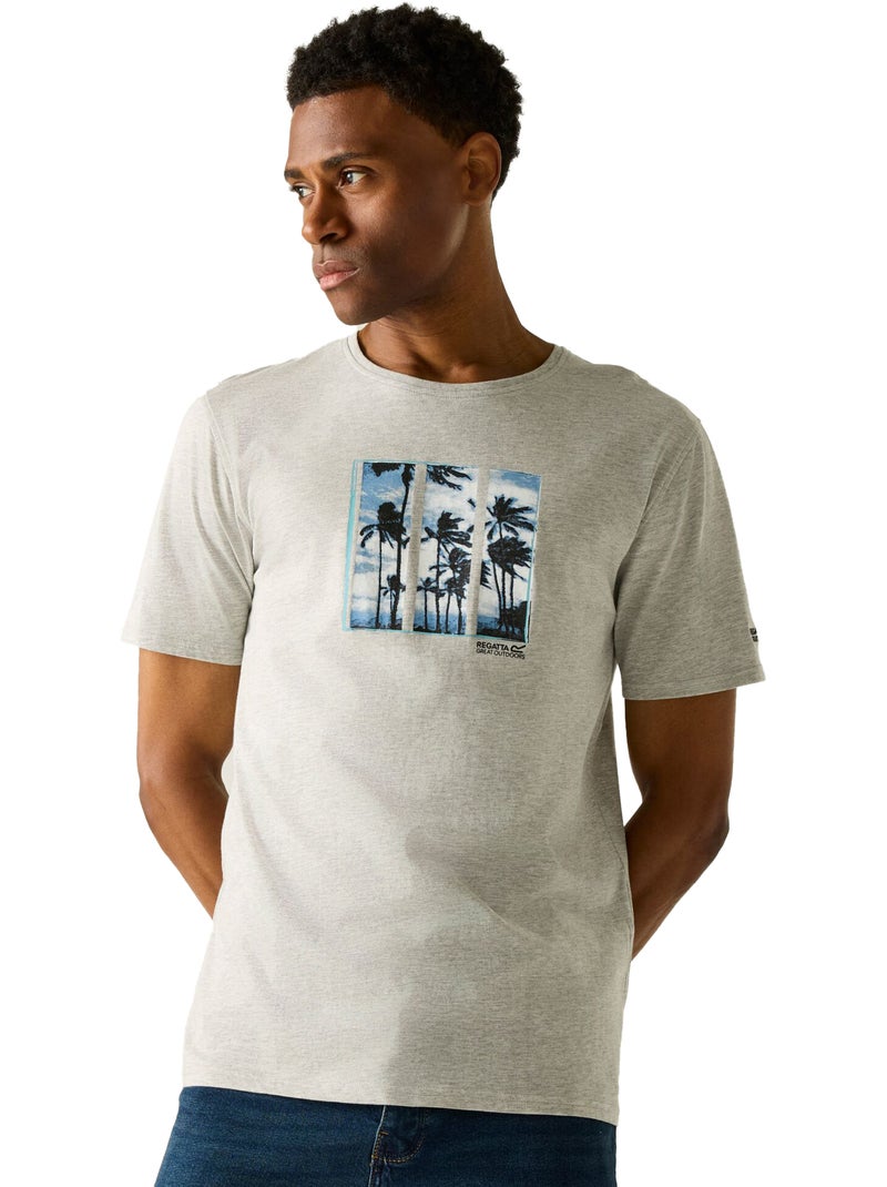 Regatta - Camiseta Cline IX Diseño Palmera de Playa para Hombre Gris jaspeado - Kiabi