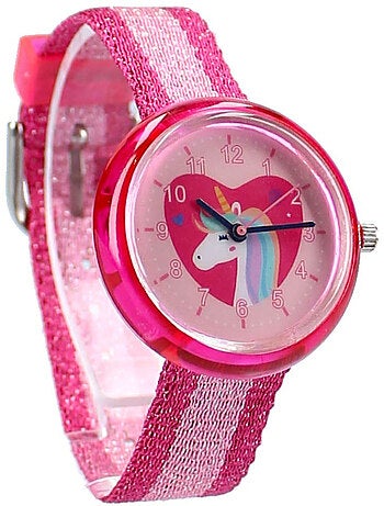 Reloj analógico infantil 'happy kids' unicornio – pinza con purpurina pret