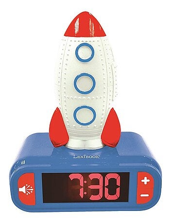 Reloj despertador con luz nocturna de diseño 3D Rocket y efectos de sonido