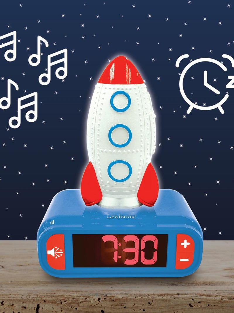 Reloj despertador con luz nocturna de diseño 3D Rocket y efectos de sonido Blanco - Kiabi