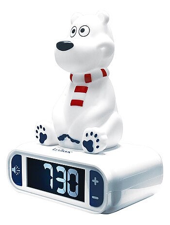 Reloj despertador con luz nocturna Diseño 3D Animales Oso polar y efectos de sonido