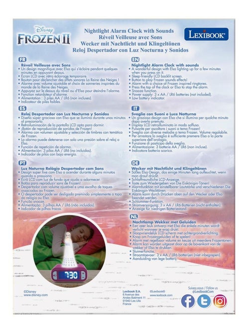 Reloj despertador con luz nocturna Diseño 3D Frozen Elsa y efectos de sonido - Kiabi