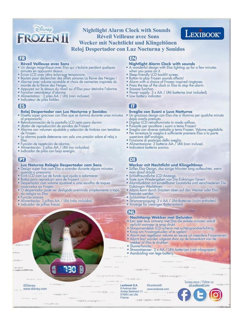 Reloj despertador con luz nocturna Diseño 3D Frozen Elsa y efectos de sonido Violeta - Kiabi