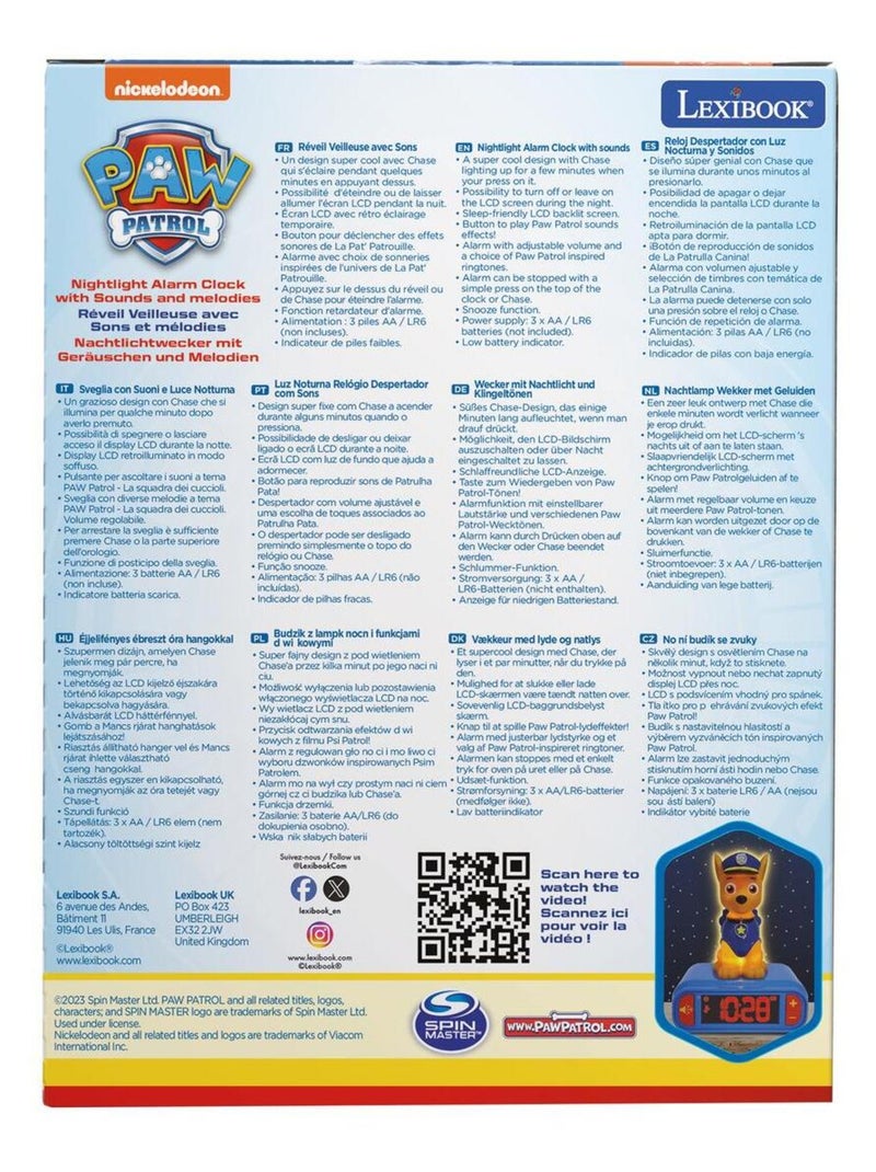 Reloj despertador con luz nocturna Diseño 3D Paw Patrol Chase y efectos de sonido Azul - Kiabi