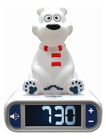 Reloj despertador con luz nocturna Dise?o 3D Animales Oso polar y efectos de sonido