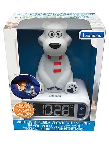 Reloj despertador con luz nocturna Dise?o 3D Animales Oso polar y efectos de sonido
