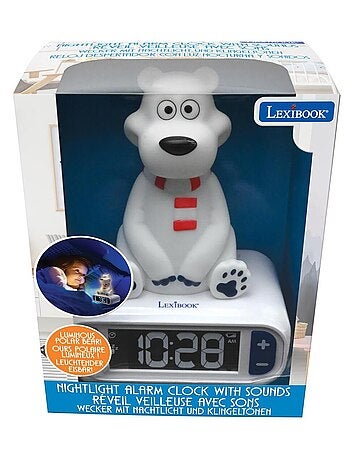 Reloj despertador con luz nocturna Dise?o 3D Animales Oso polar y efectos de sonido