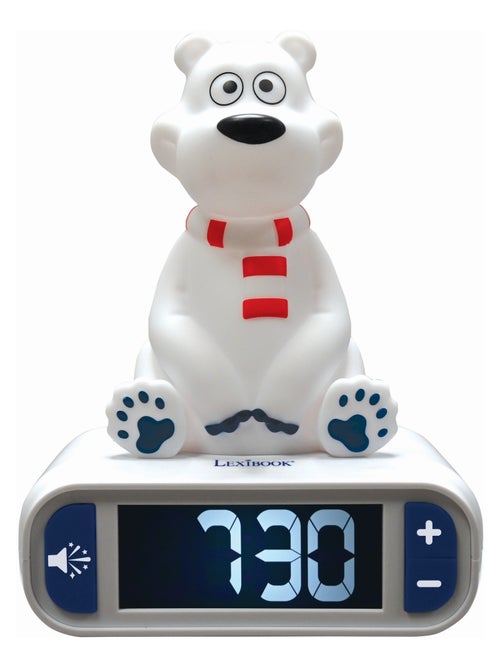 Reloj despertador con luz nocturna Dise?o 3D Animales Oso polar y efectos de sonido - Kiabi