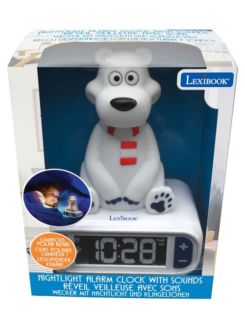 Reloj despertador con luz nocturna Dise?o 3D Animales Oso polar y efectos de sonido - Kiabi