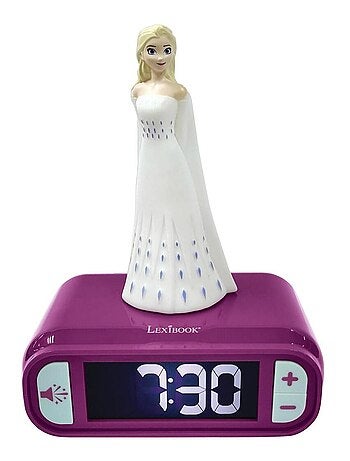 Reloj despertador con luz nocturna Dise?o 3D Frozen Elsa y efectos de sonido