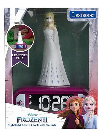Reloj despertador con luz nocturna Dise?o 3D Frozen Elsa y efectos de sonido