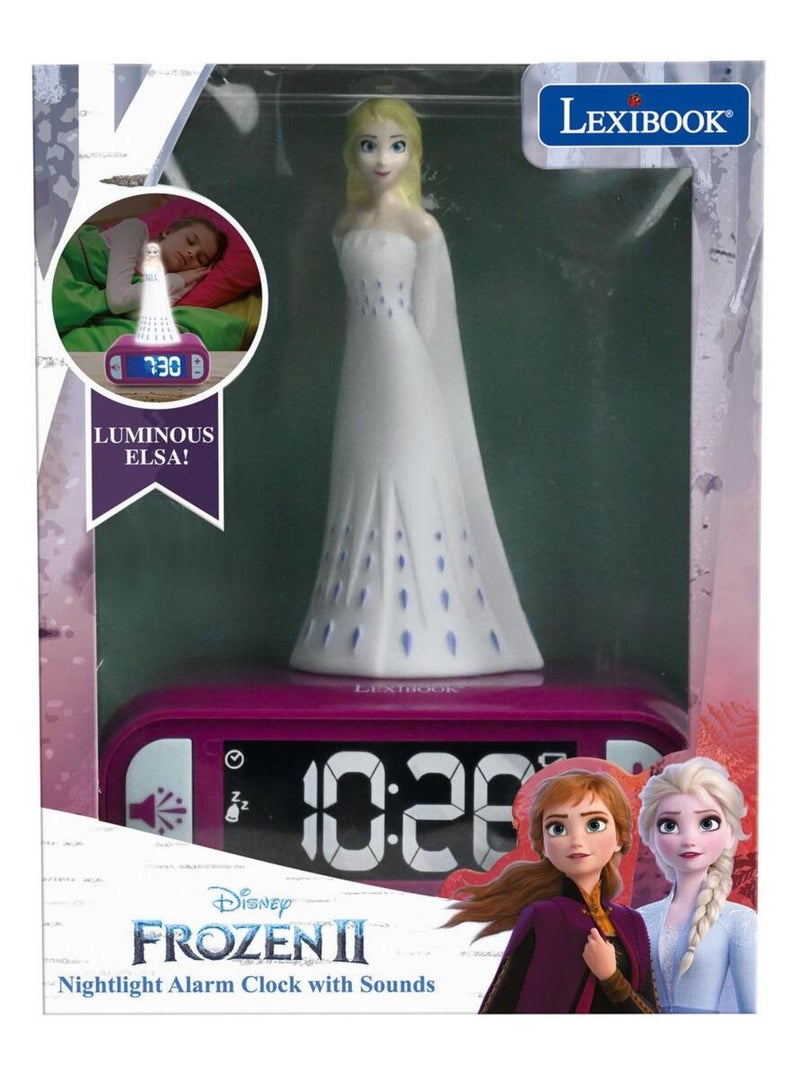 Reloj despertador con luz nocturna Dise?o 3D Frozen Elsa y efectos de sonido Violeta - Kiabi