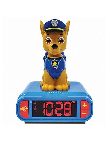 Reloj despertador con luz nocturna Dise?o 3D Paw Patrol Chase y efectos de sonido