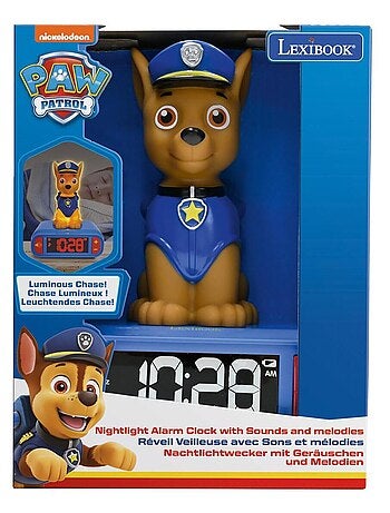 Reloj despertador con luz nocturna Dise?o 3D Paw Patrol Chase y efectos de sonido