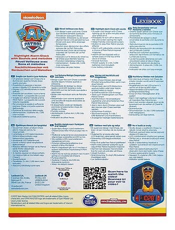 Reloj despertador con luz nocturna Dise?o 3D Paw Patrol Chase y efectos de sonido