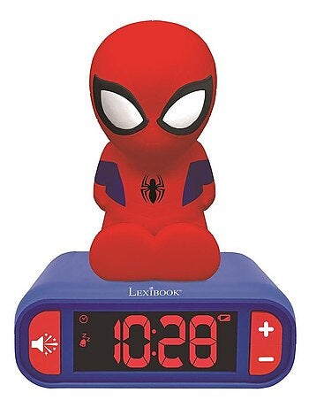 Reloj despertador con luz nocturna Dise?o 3D SpiderMan y efectos de sonido