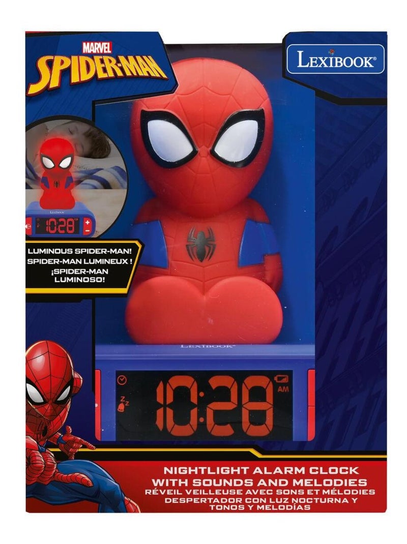 Reloj despertador con luz nocturna Dise?o 3D SpiderMan y efectos de sonido Rojo - Kiabi