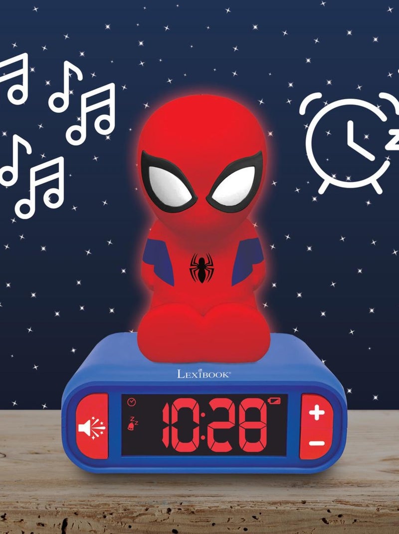 Reloj despertador con luz nocturna Dise?o 3D SpiderMan y efectos de sonido Rojo - Kiabi