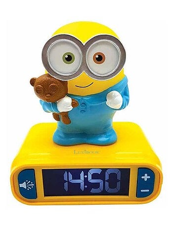 Reloj despertador con luz nocturna Dise?o en 3D Los Minions y efectos de sonido