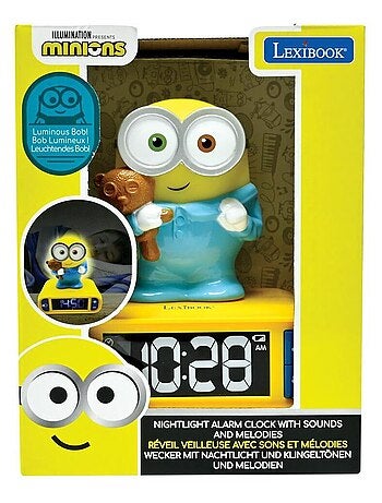 Reloj despertador con luz nocturna Dise?o en 3D Los Minions y efectos de sonido