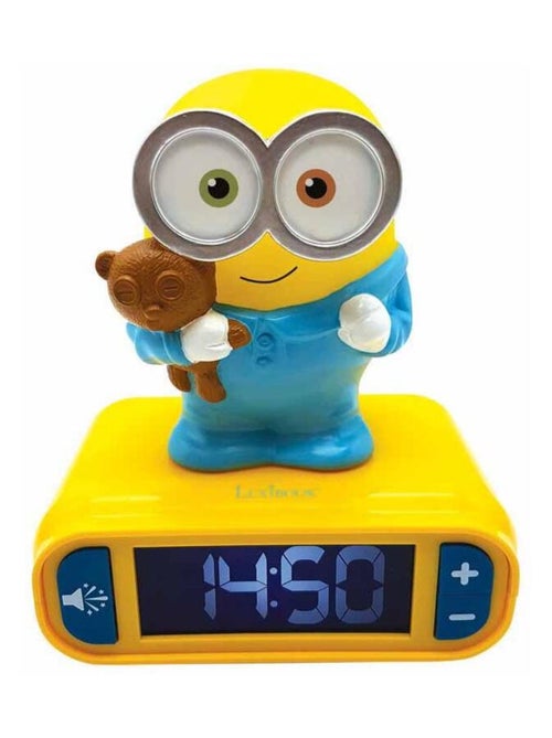 Reloj despertador con luz nocturna Dise?o en 3D Los Minions y efectos de sonido - Kiabi