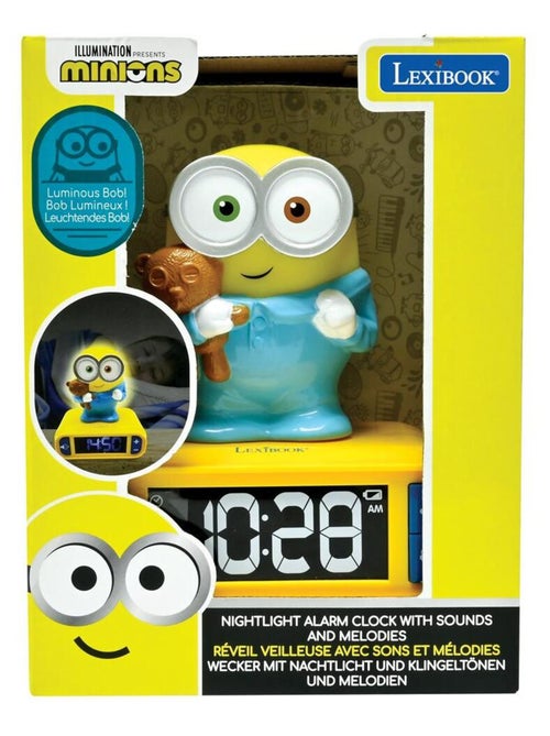 Reloj despertador con luz nocturna Dise?o en 3D Los Minions y efectos de sonido - Kiabi