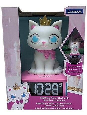 Reloj despertador con luz nocturna y efectos de sonido con dise?o 3D de gato
