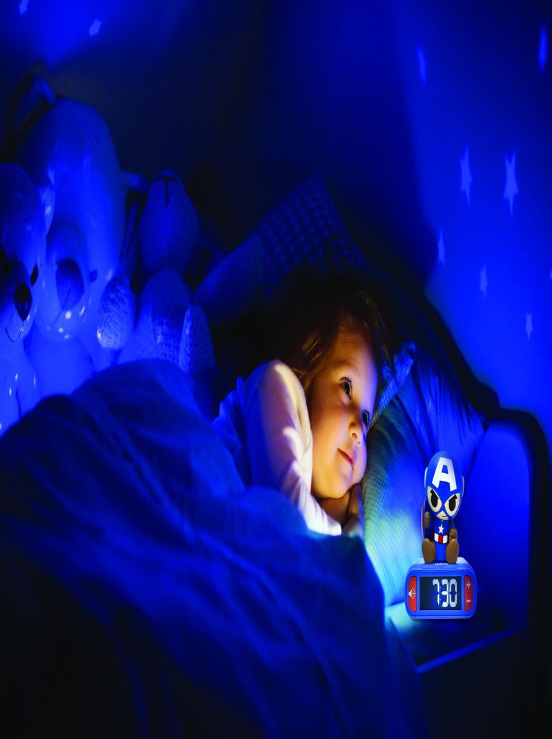 Reloj despertador con luz nocturna y sonidos del Capitán América Azul - Kiabi