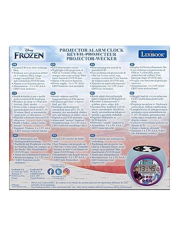 Reloj despertador con proyector Frozen y temporizador