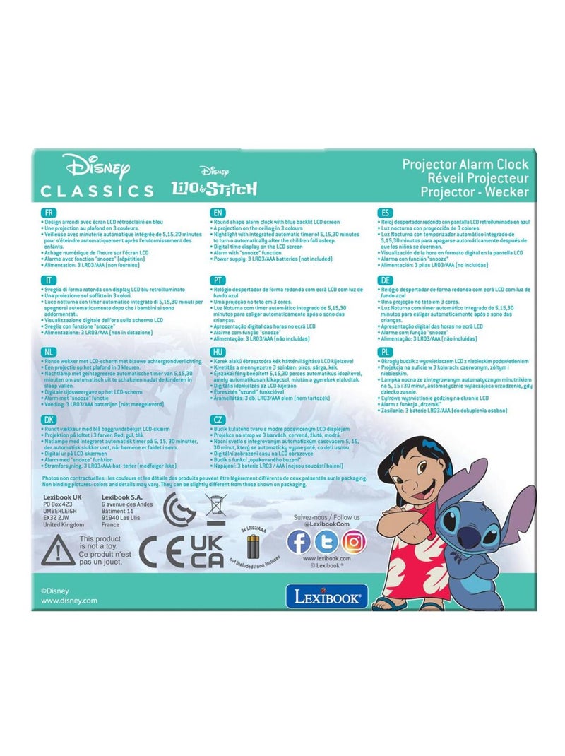 Reloj despertador con proyector Stitch Azul - Kiabi