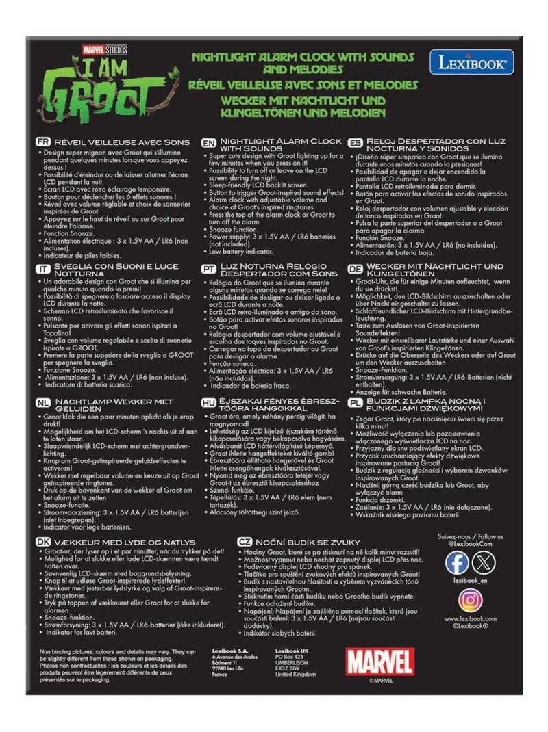 Reloj despertador Groot Nighlight con sonidos Verde - Kiabi