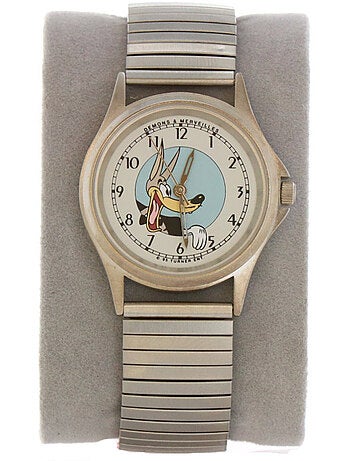 Reloj infantil de cuarzo el mundo loco de tex avery wolfie – correa metálica azul looney tunes
