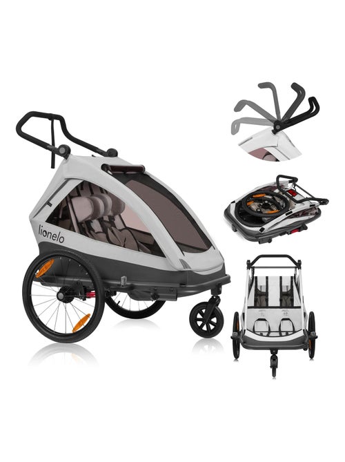 Remolque para bicicleta 2 en 1 LIONELO Cama - Cochecito todoterreno - 2 niños - Hasta 6 años - Kiabi