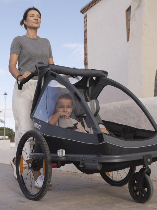 Remolque para bicicleta 2 en 1 LIONELO Cama - Cochecito todoterreno - 2 niños - Hasta 6 años - Kiabi