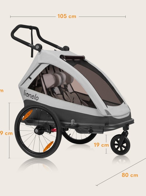 Remolque para bicicleta 2 en 1 LIONELO Cama - Cochecito todoterreno - 2 niños - Hasta 6 años - Kiabi