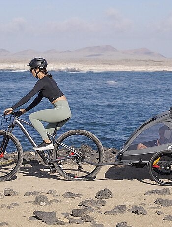 Remolque para bicicleta 2 en 1 LIONELO Cama - Cochecito todoterreno - 2 niños - Hasta 6 años
