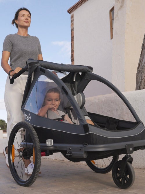 Remolque para bicicleta 2 en 1 LIONELO Cama - Cochecito todoterreno - 2 niños - Hasta 6 años - Kiabi