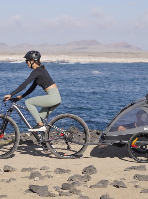 Remolque para bicicleta 2 en 1 LIONELO Cama - Cochecito todoterreno - 2 niños - Hasta 6 años - Kiabi