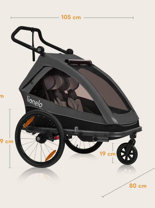 Remolque para bicicleta 2 en 1 LIONELO Cama - Cochecito todoterreno - 2 niños - Hasta 6 años - Kiabi