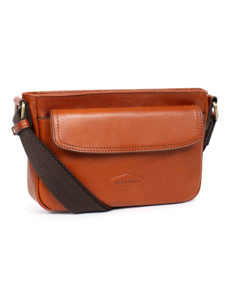 Reportero sac - cuero stuart hexagona Cognac - Kiabi