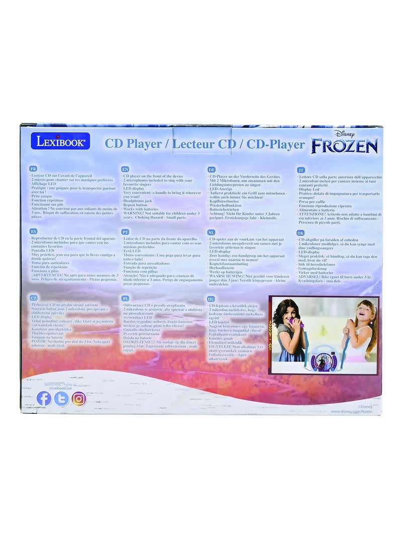 Reproductor de CD puerto?til Frozen con 2 micr?fonos Sing Along Violeta - Kiabi
