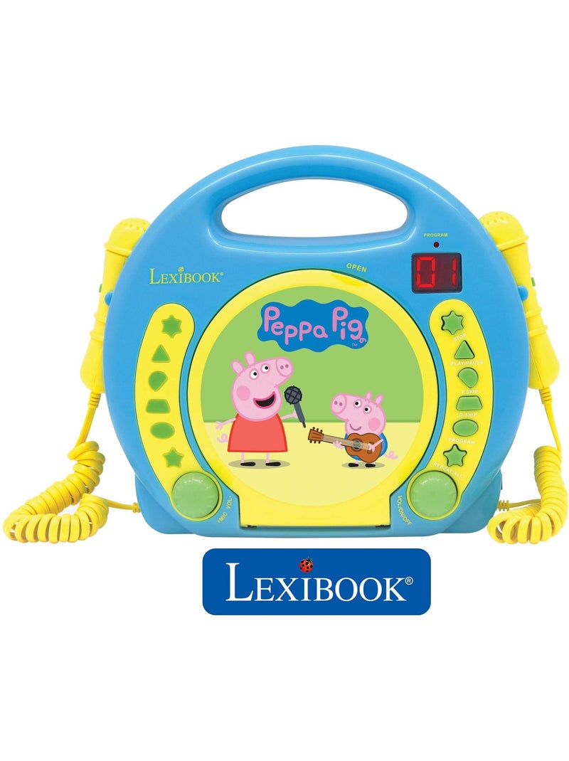 Reproductor de CD puerto?til Peppa Pig con 2 micr?fonos Sing Along Azul - Kiabi
