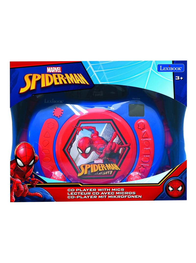 Reproductor de CD puerto?til SpiderMan con 2 micr?fonos Sing Along Azul - Kiabi