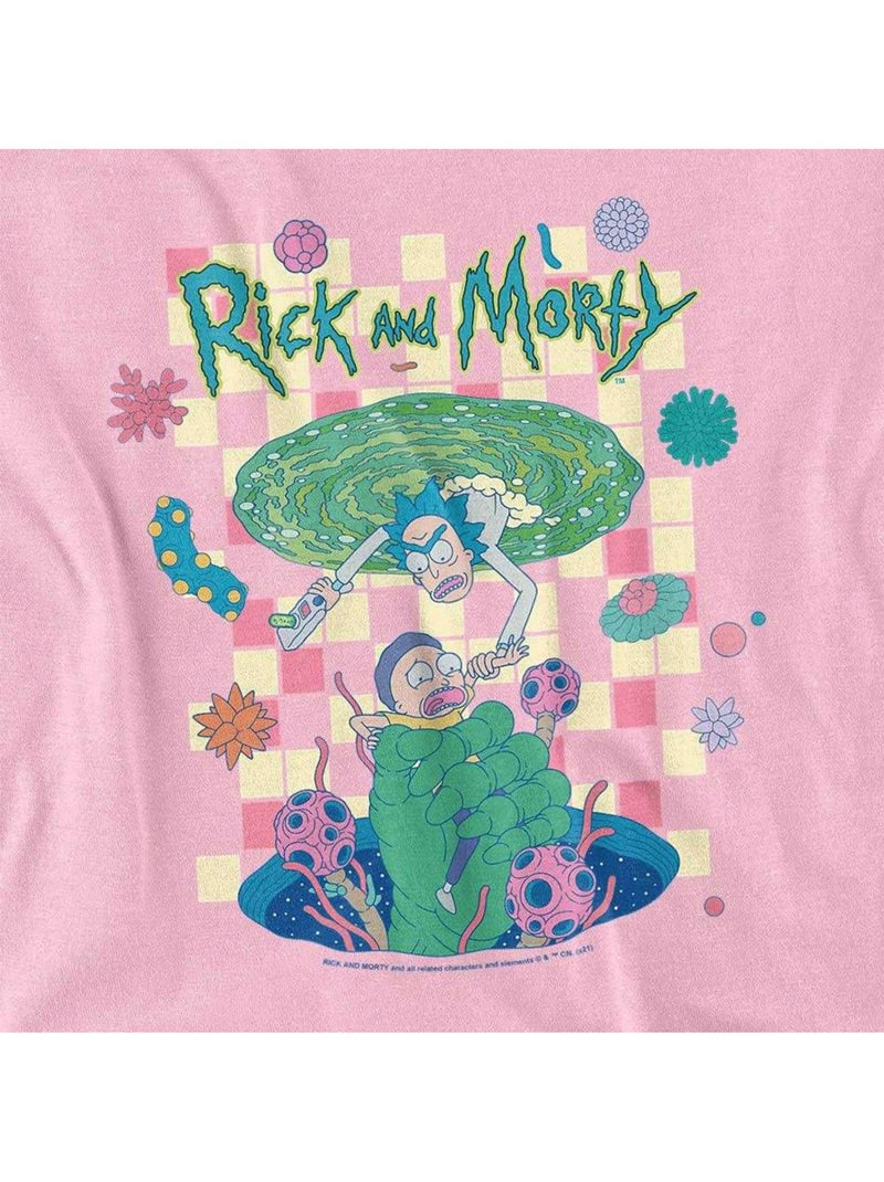 Rick And Morty - Camiseta Falling Portals para Adultos Unisex Rosa - Kiabi
