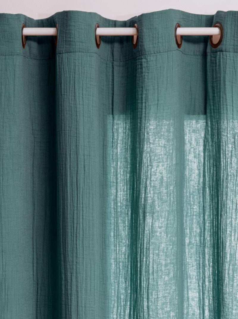 Rideau liso de gasa de algodón Azul celadón - Kiabi