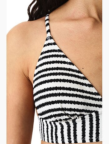 Ringel top de bikini bralette a rayas texturizado penti
