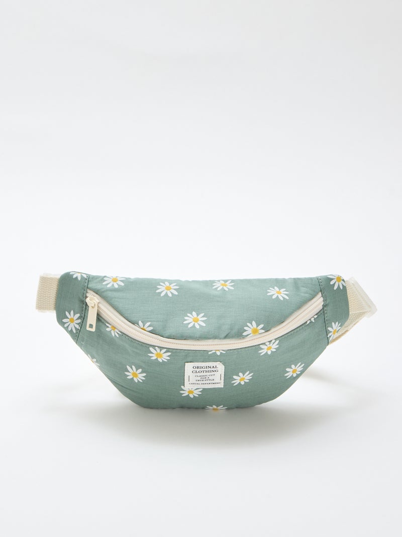 Riñonera con estampado integral floral de algodón Verde - Kiabi